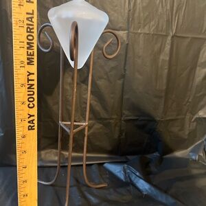 Oil Lamp Metal Stand Frosted Glass